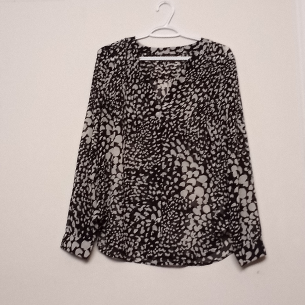 A see through button up long sleeve top